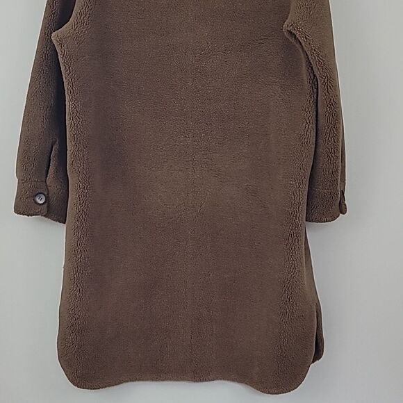 Rebecca Minkoff Brown Faux Shearling Button Down Long Overcoat w/Pockets Size XL - Picture 11 of 15